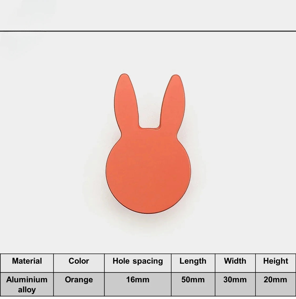 Love Rabbit Cartoon Children's Room Handle Color Matching Cabinet Door Handle Kitchen Cabinet Shoe Cabinet Wardrobe Door Handle Oasis Select Orange 50mm
