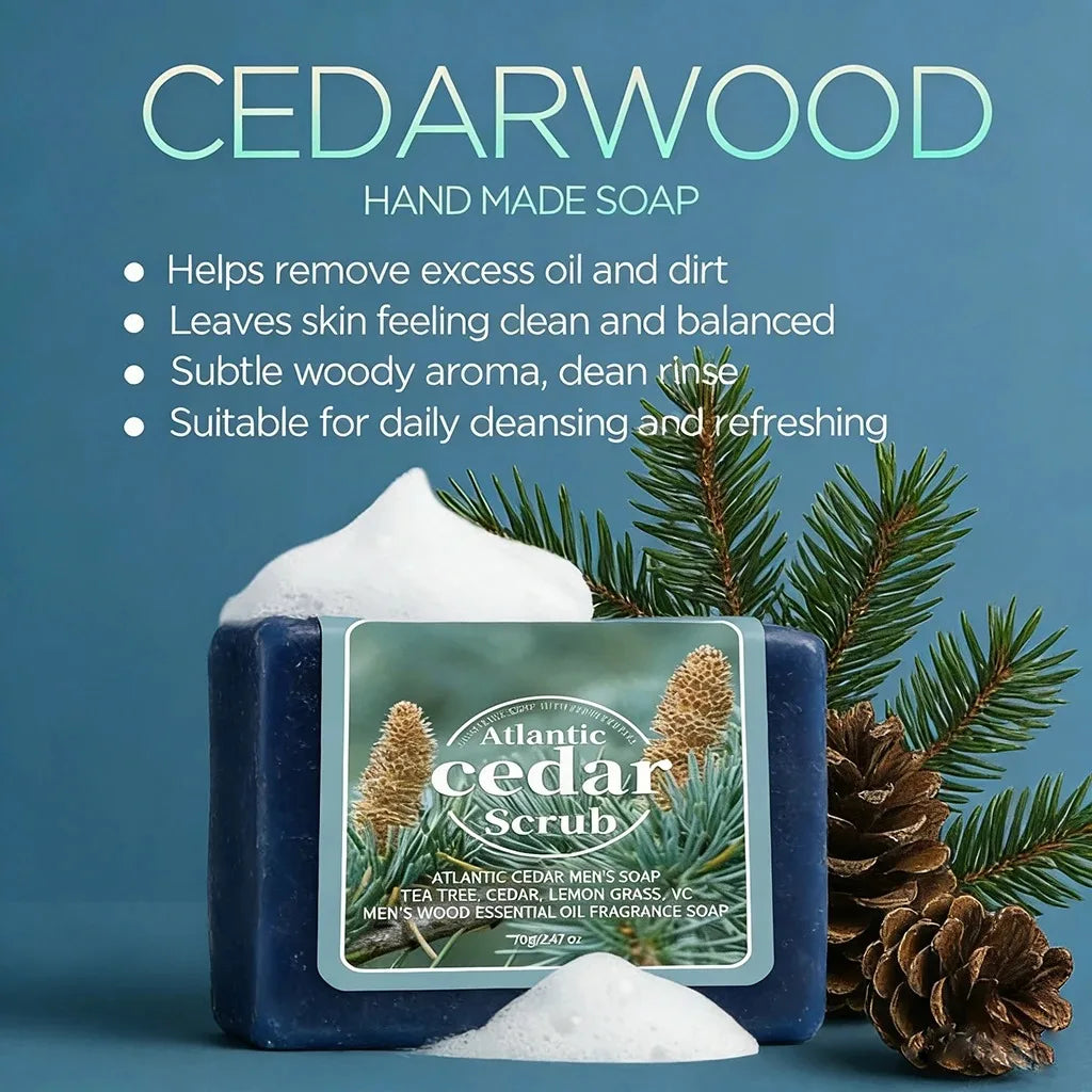 Men's Cedar Essential Oil Handmade Soap – Face & Body Bar Handmade Bar Soap Oasis Select