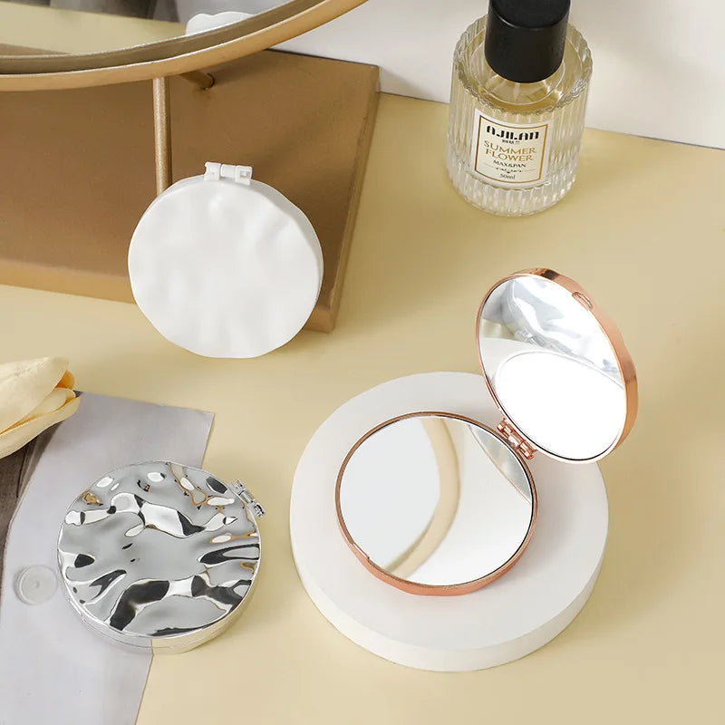 Double-Sided Foldable Compact Makeup Mirror | Round Vanity