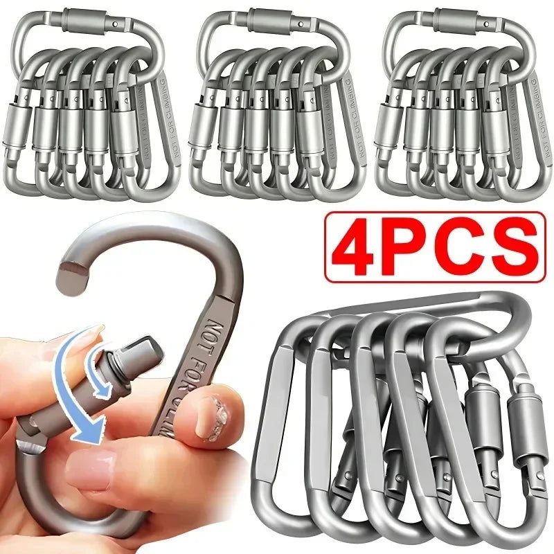 Tactical Steel D Keychain Shape Hook Buckle Clip Climbing Army Carabiner Hanging Fit Outdoor Camping Survival Edc Caribiner Oasis Select