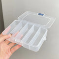 2pcs 5 Grid Compartment Storage Box Transparent Square Earrings Case Jewelry Finding Accessories Packaging Bead Pearl Organizer Oasis Select 2pcs