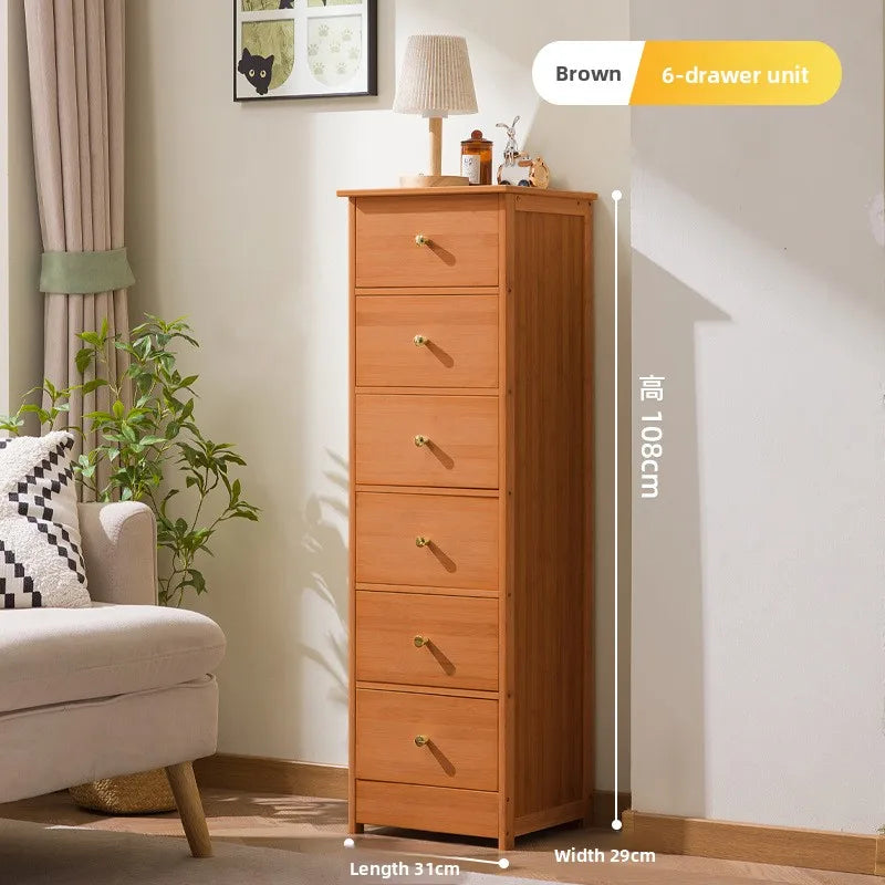 Bookcase storage cabinet chest cabinet lattice cabinet children's log storage bedside table multi-layer dining side cabinet Oasis Select Brown 6