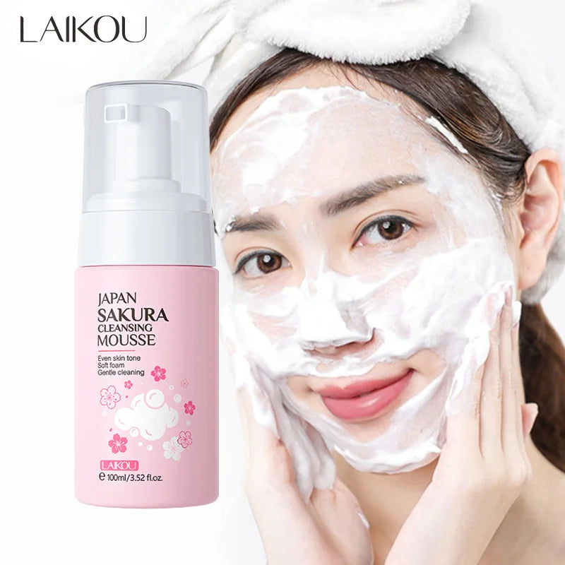 LAIKOU Sakura Cleansing Mousse – Pore Minimizing Facial Cleanser Foaming Facial Cleanser Oasis Select