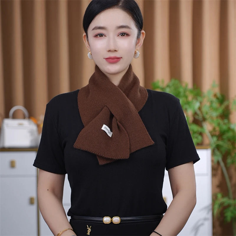 Women's Winter Knit Crossover Scarf – Warm Neck Collar