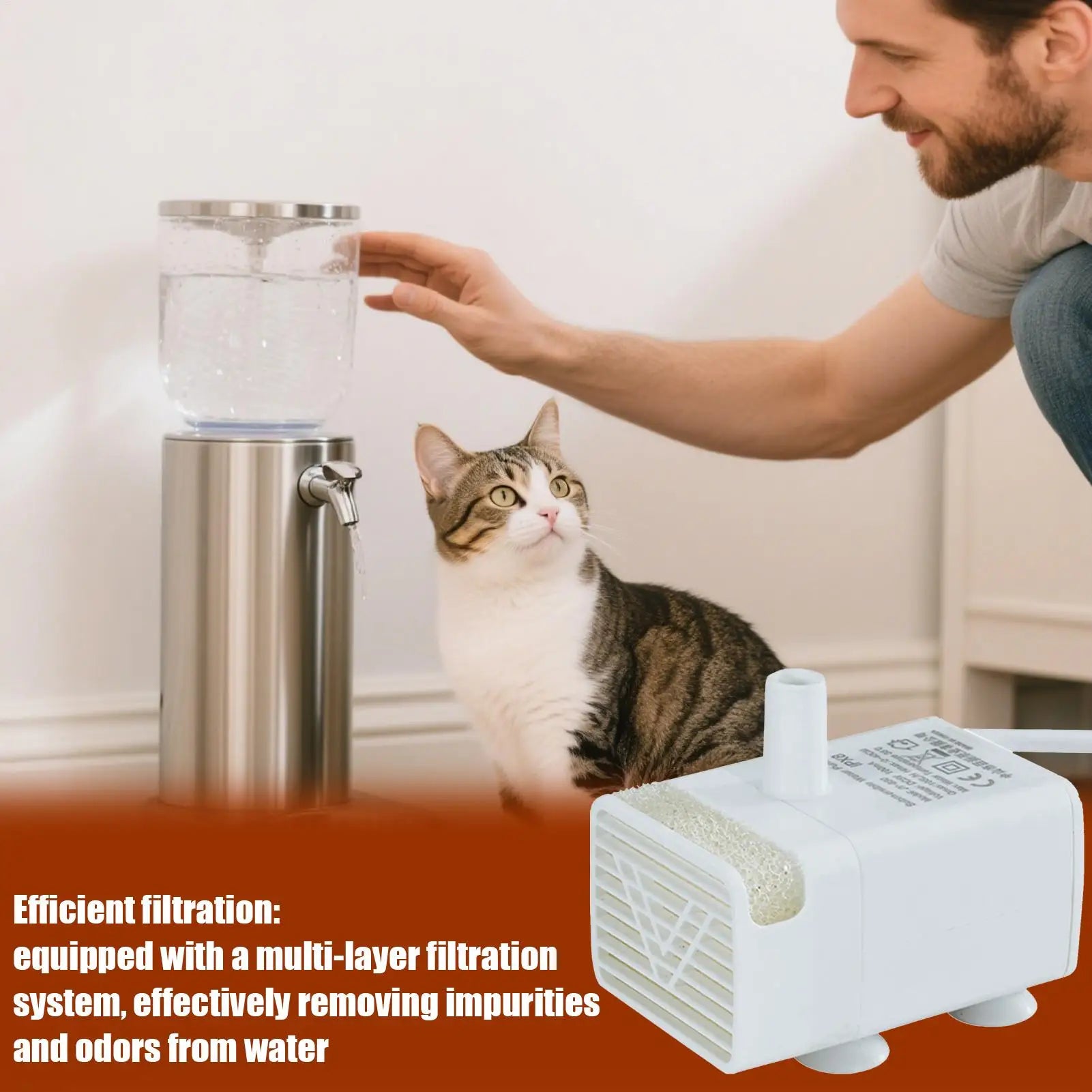 Cat Fountain Pump Cat Water Fountain Pump Replacement Quiet Feeding Supplies for Drinking Dispenser Travel Indoor Home Apartment Oasis Select