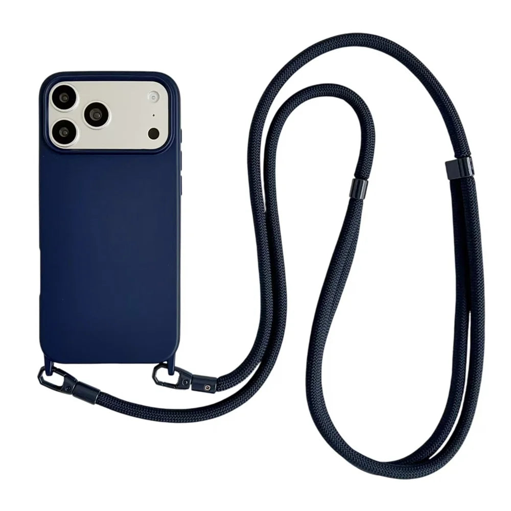 Solid Color Phone Case With Hanging Rope Can Be Slung Diagonally For Iphone 17Promax 17Air 16 Promax 15 14 13 17 Pro Shockproof Oasis Select DB iPhone 15 Pro
