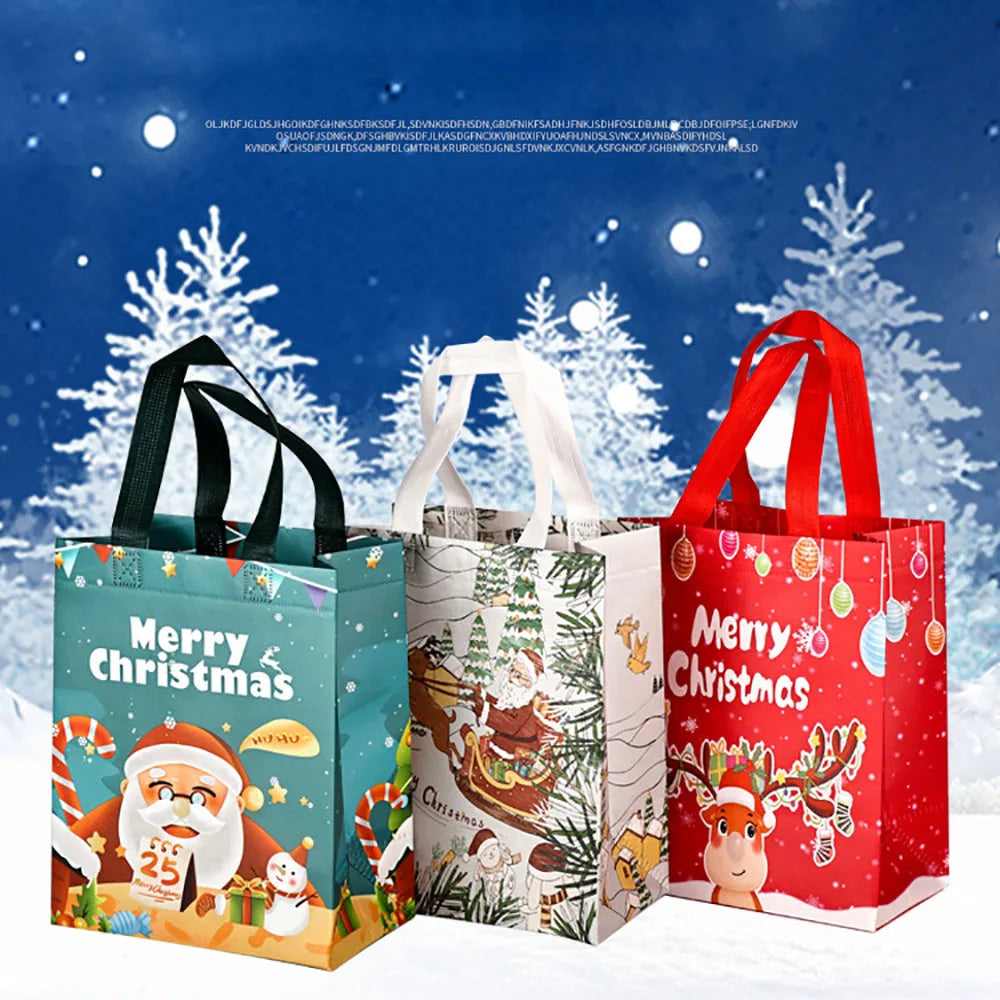 Christmas Non-Woven Gift Bags | Santa & Snowman Tote