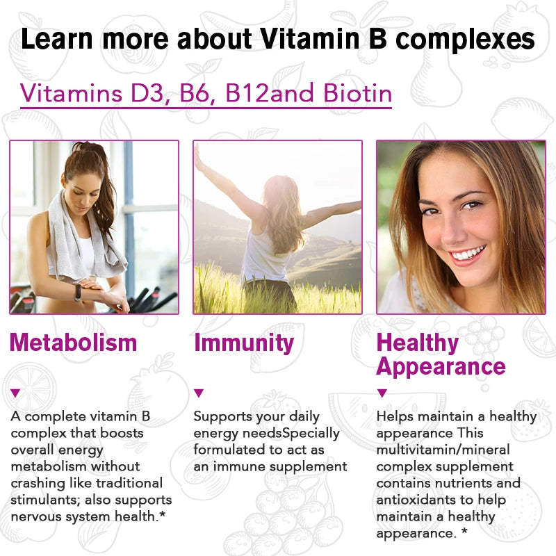 LUKAREE Vitamin B Complex for Men and Women with Biotin & Folic Acid Super Promote Human Metabolism ,Energy, Nerve Blood Support Oasis Select