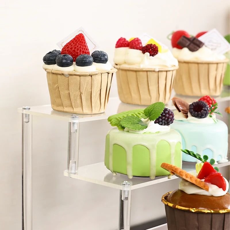 1pc Multifunctional Acrylic Transparent Stepped Cake Stand Paper Cup Cake Dessert Display Stand Suitable for Parties Oasis Select