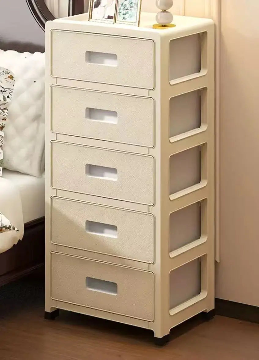 Large Capacity Storage Cabinet with Rolling Wheels,3-6 Tier, for LivingRoom/Bedroom/StudyOrganization,Cream Color Oasis Select