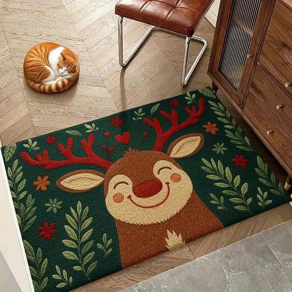 Water-absorbing Christmas Door Mat Santa Claus Design Christmas Decor Bathroom Mat Gingerbread Man Pattern Foot Mat Bathroom Use Oasis Select 09