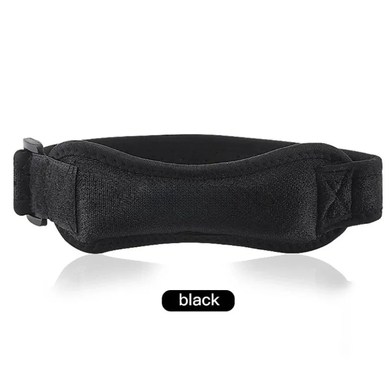 1pcs Sports Knee Patella Strap Adjustable Shock Absorbing Knee Brace Compression Knee Sleeve for Outdoor Athletic Training Oasis Select Black silicone
