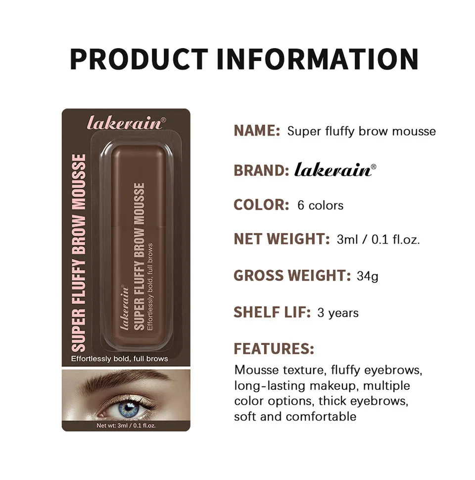3mlBrow Volumizing Mousse, 3D Long Lasting Eyebrow Gel Cream, Natural Shaping Eyebrow Tint Makeup Oasis Select