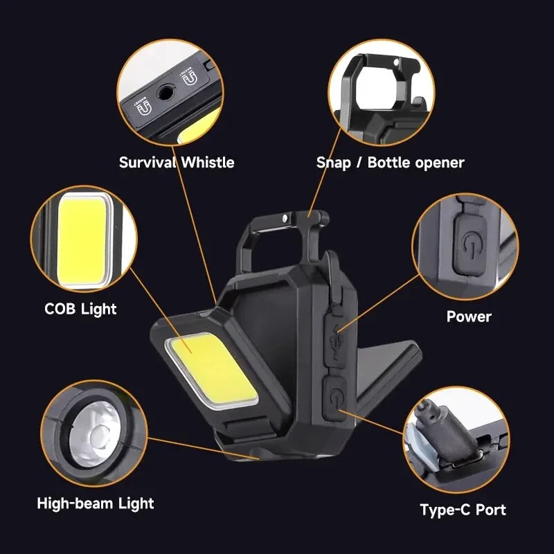ESMARTER COB Keychain Work Light | 800 Lumen 5-Mode Rechargeable