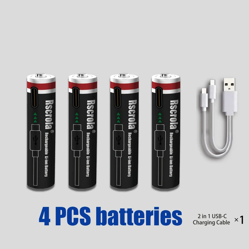 AAA 1.5V 8000mAh Lithium Batteries USB Rechargeable AAA Battery with 4-in-1 USB Cable for Toys Camera Flashlight Oasis Select 4PCS Batteries 1.5V China Mainland