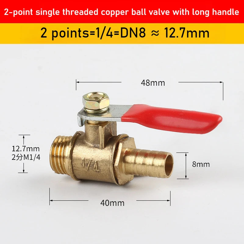 Brass Ball Head Hose Adapter Quick Connector 1/4 "Used Pipe Water Supply Joint Extender To Close Garden Irrigation Accessories Oasis Select Outer wire X M8 2 points DN8
