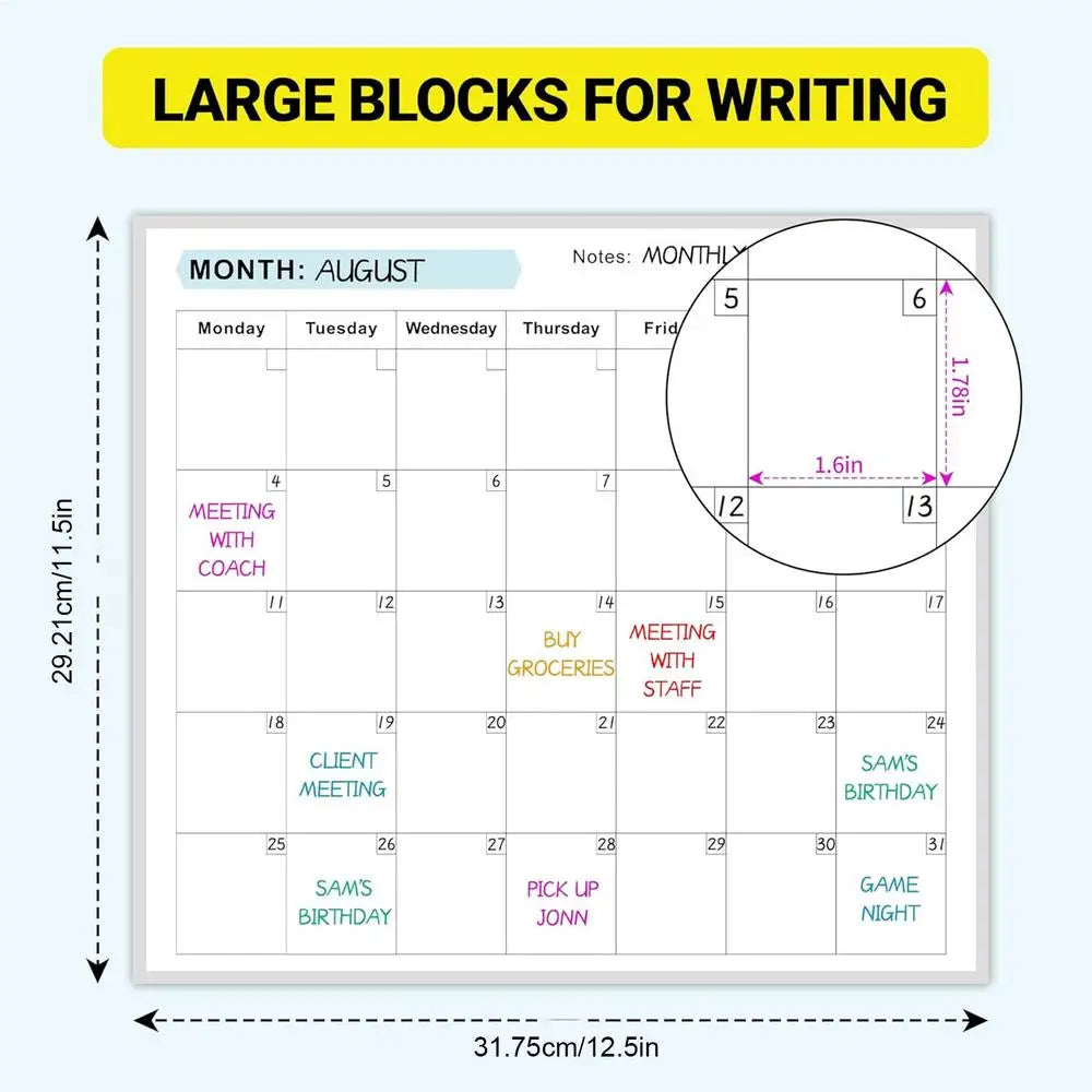 Erasable Yearly Planner Calendar Dry Erase Wall Calendar Giant Erasable Wall Calendar Blank Undated Yearly Calendar for Planning Oasis Select White