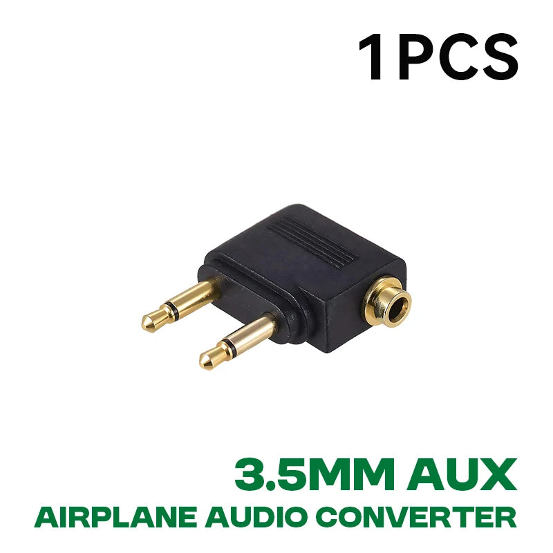 Wholesale 1-10PCS/Lot 3.5MM AUX Airplane Audio Converter Airline Aircraft Headphone Plug Jack Audio Adapter For Aircraft Travel Oasis Select 1PCS Black