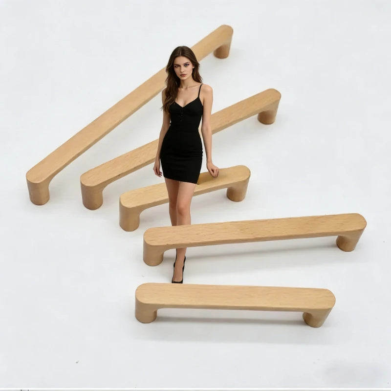 Nordic Wooden Cabinet Handle Cupboard Door Knob and Handle Kitchen Drawer Pulls Wardrobe Door Handles for Furniture Hardware