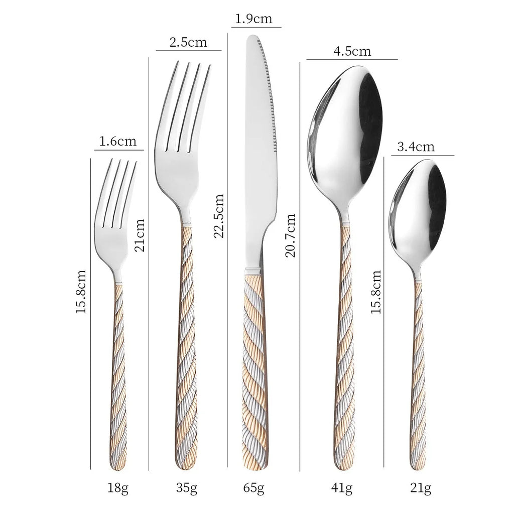 20-Piece Gold Twisted Handle Stainless Steel Flatware Set Flatware Set Oasis Select