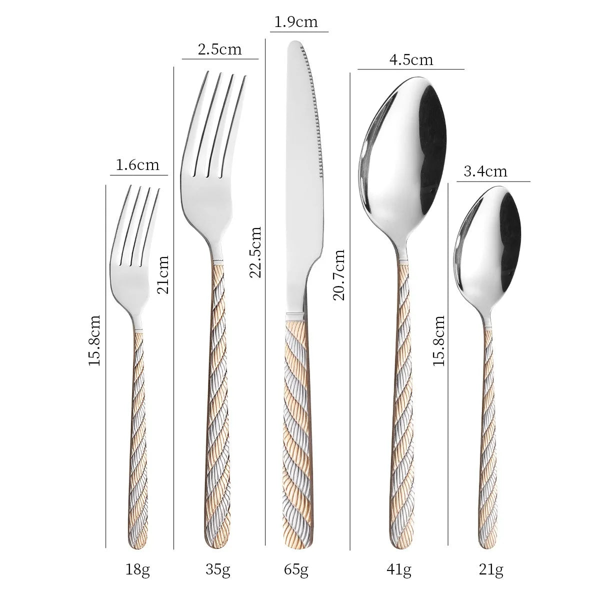 20-Piece Gold Twisted Handle Stainless Steel Flatware Set Flatware Set Oasis Select