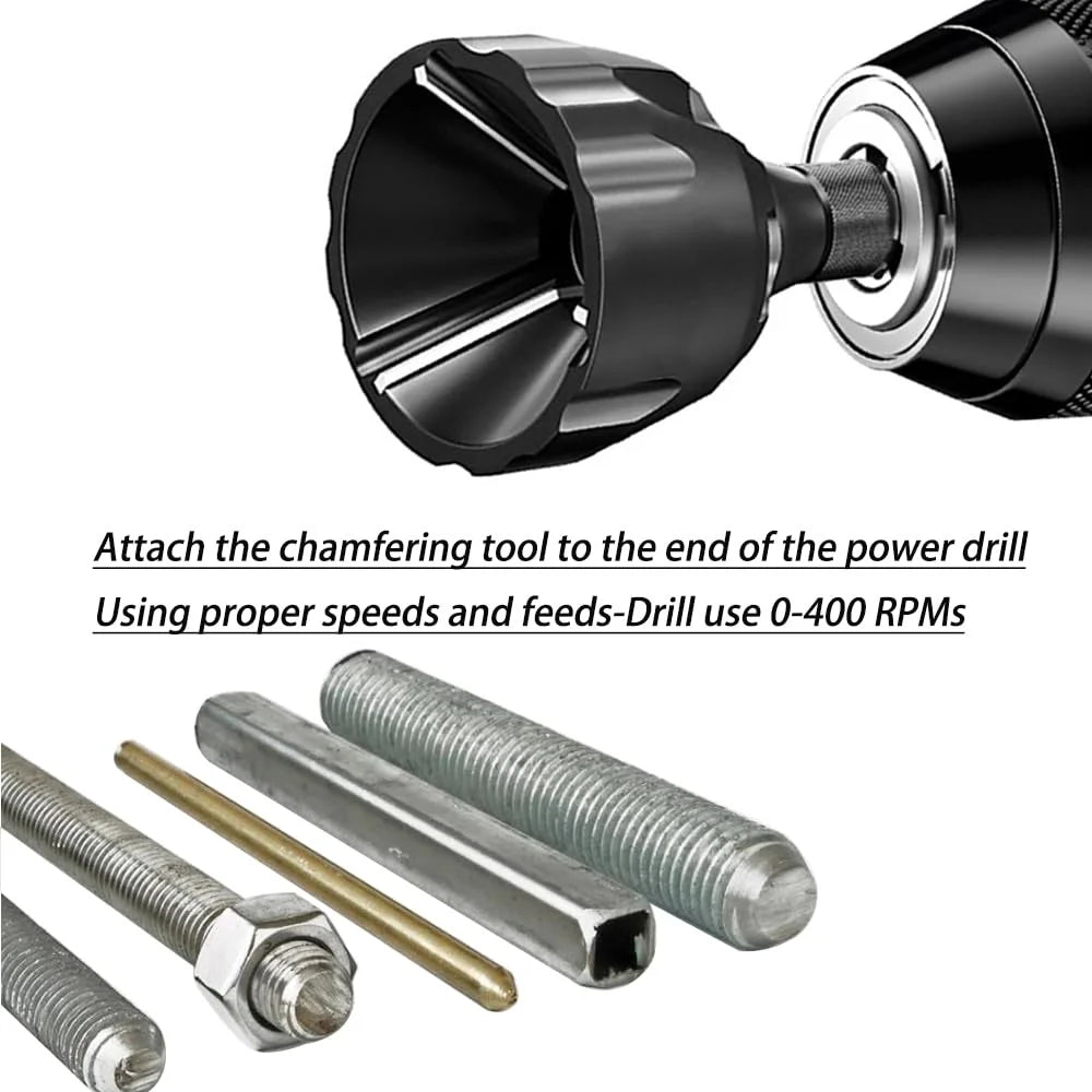 JUSTINLAU Deburring Tungsten Steel Chamfer Thread Trimmer Alloy Remove Burr Screw Rod Bolt Deburring Tool Oasis Select