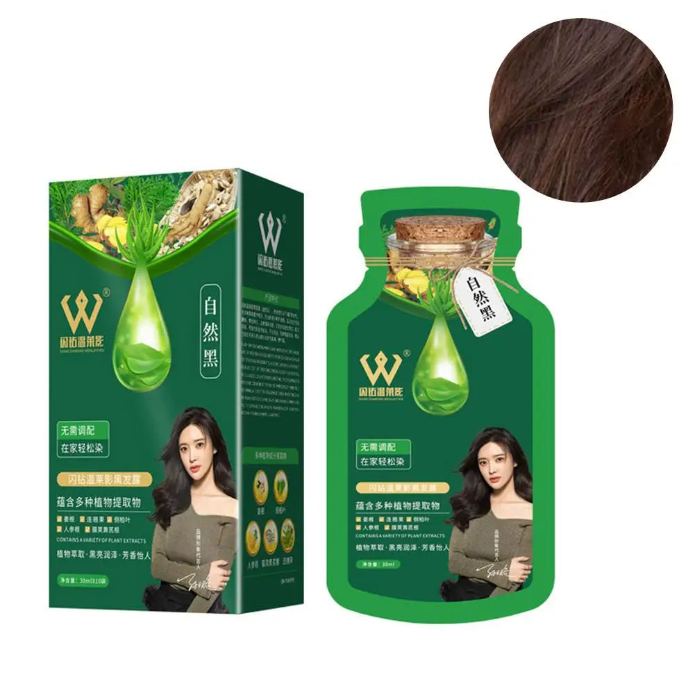 30ml X10PCS Natural Plant Hair Dye, New Botanical Bubble Hair Dye Shampoo for Grey Hair Coverage Coloring Conditioner Shampoo Oasis Select Chestnut brown