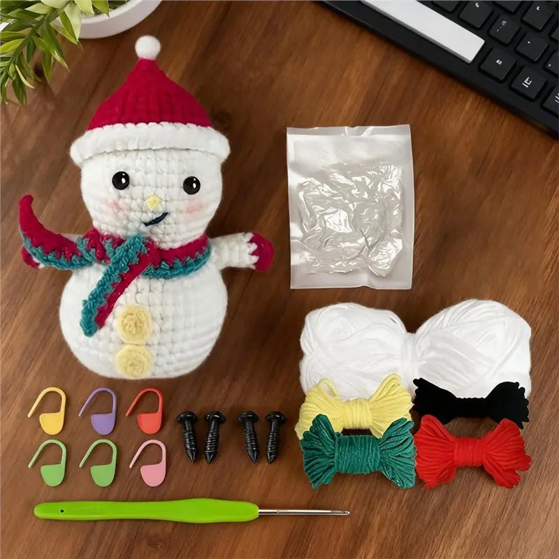 ~WISH Christmas Snowman Crochet Kits For Adults With Yarn Hook, Easy-To-Follow Craft Supplies Featuring Video Tutorials For Wome Oasis Select