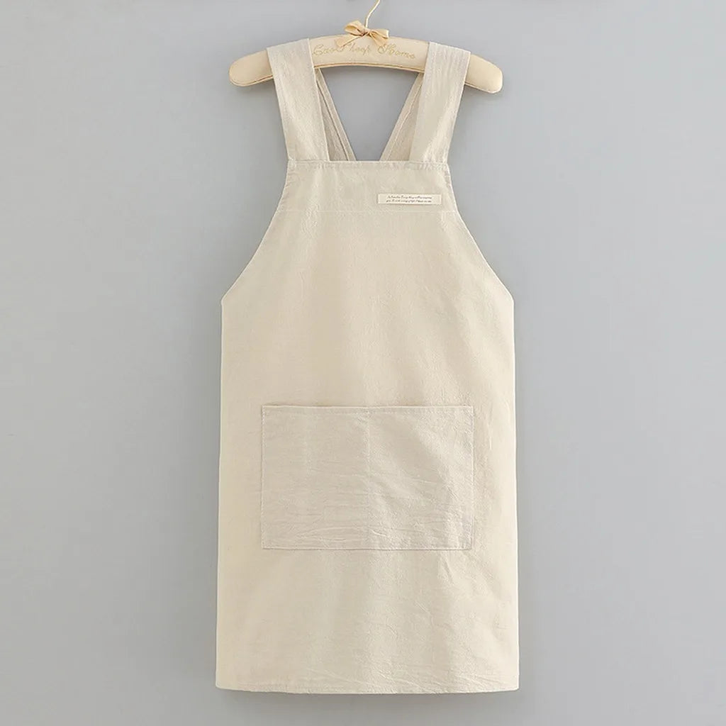 Cooking Cotton Kitchen Aprons Breathable Wear Resistant Adult Waist Aprons Anti Fouling Soft Restaurant Work Clothes Home Oasis Select Ivory