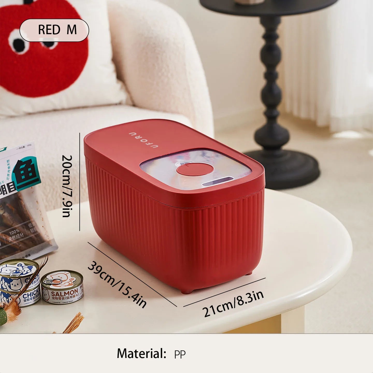 Dog Food Storage Container, Multi-purpose Organiser, Large-capacity Dog Treat Organiser, Convenient Push-Pull Design Oasis Select red M