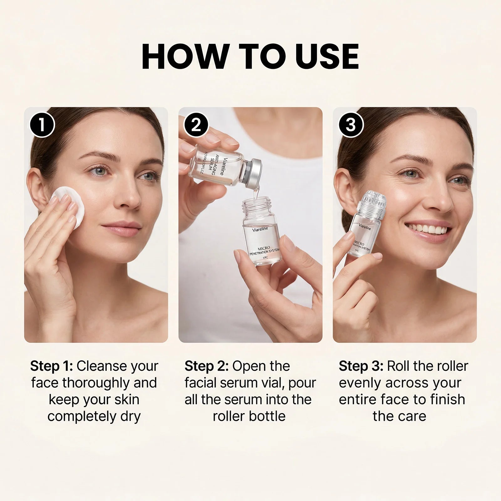 0.25mm Micro Penetration Anti-Aging Serum Kit Roller Collagen Boost Moisturizing Face Skin Firming Smoothing Facial Care Essence Oasis Select