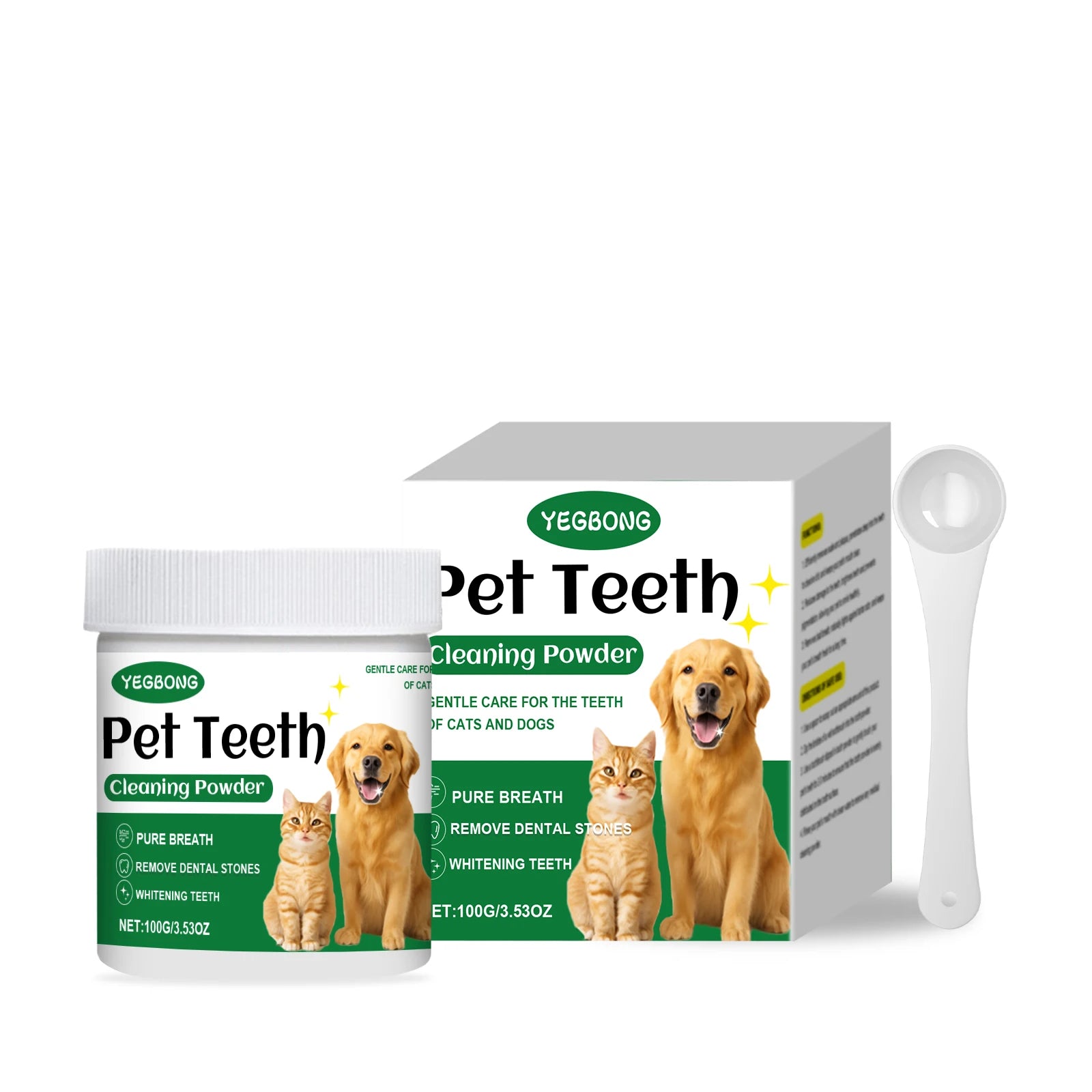 YEGBONG Pet Teeth Cleaning Powder – Plaque & Fresh Breath 100g Pet Dental Powder Oasis Select
