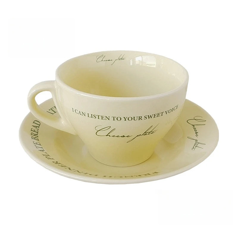 Coffee Mugs Ceramic Milk Tableware Tea Tools Cute Ins Korean Style Oatmeal Breakfast Drink Juice Tea Cup and Saucer Sets Oasis Select Green