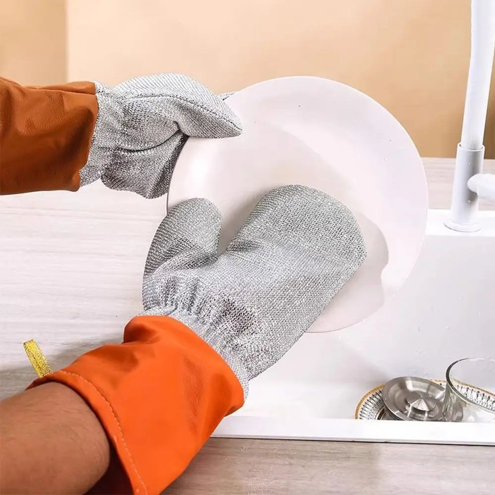 Thickened Silver Thread Dishwashing Gloves Non-stick Multi-functional Dishwashing Gloves Waterproof Kitchen Cleaning Gloves Oasis Select