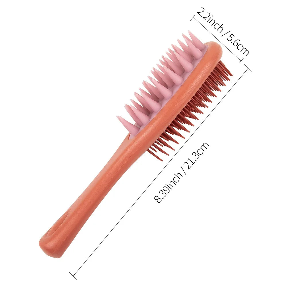Long Handled Double-sided Scalp Massage Hair Brush -Sided Silicone Bristles and Scalp Massager,Suitable for Both Dry and Wet Use Oasis Select