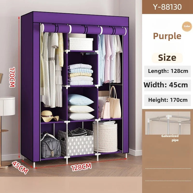 Multi-functional Simple wardrobe dormitory rental e****my bedroom storage large capacity combination non-woven wardrobe Durable Oasis Select purple