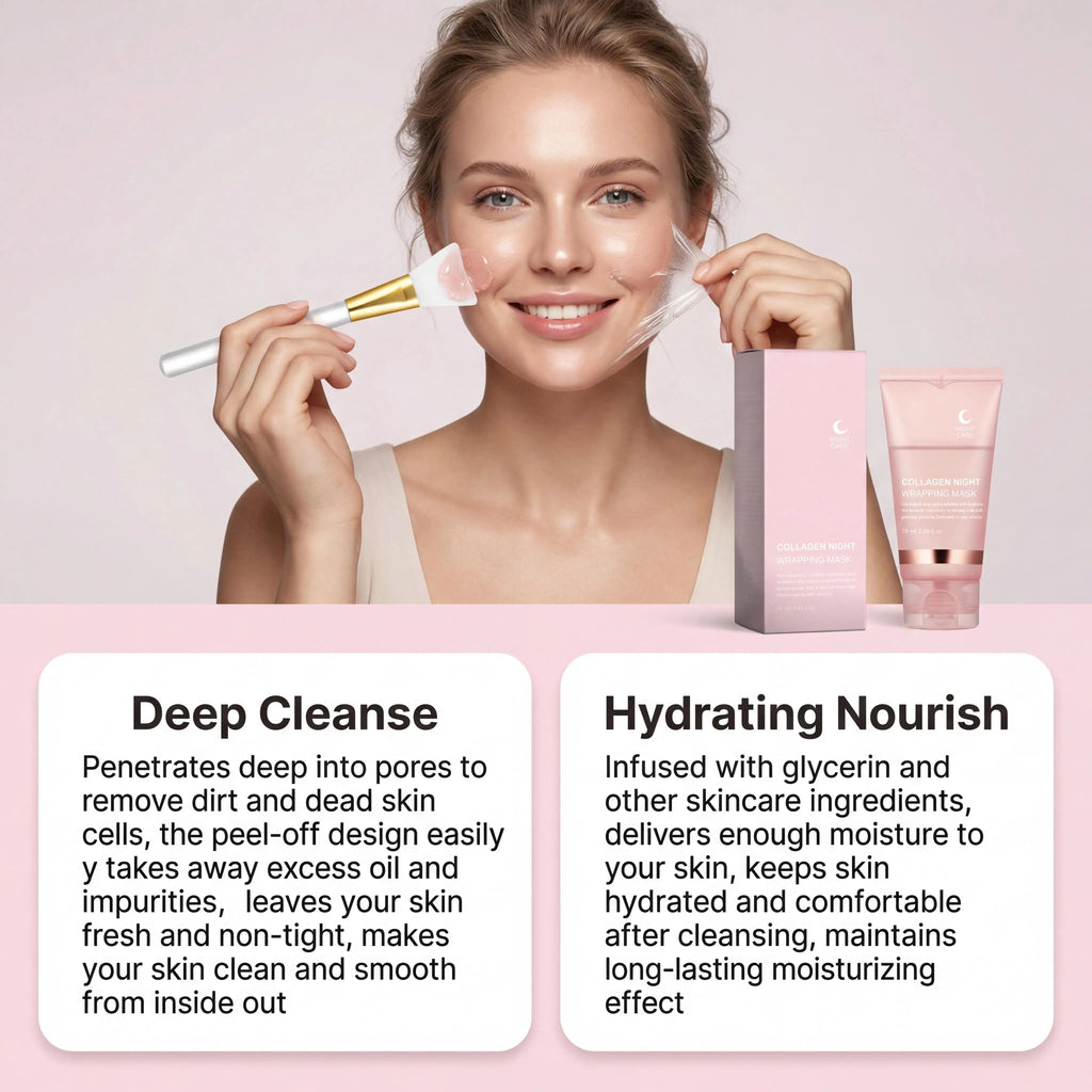 Collagen Peel-Off Facial Mask Deep Moisturizing Hydrating Reduce Skin Sagging Improve Dullness Night Wrapping Mask Skincare Set Oasis Select