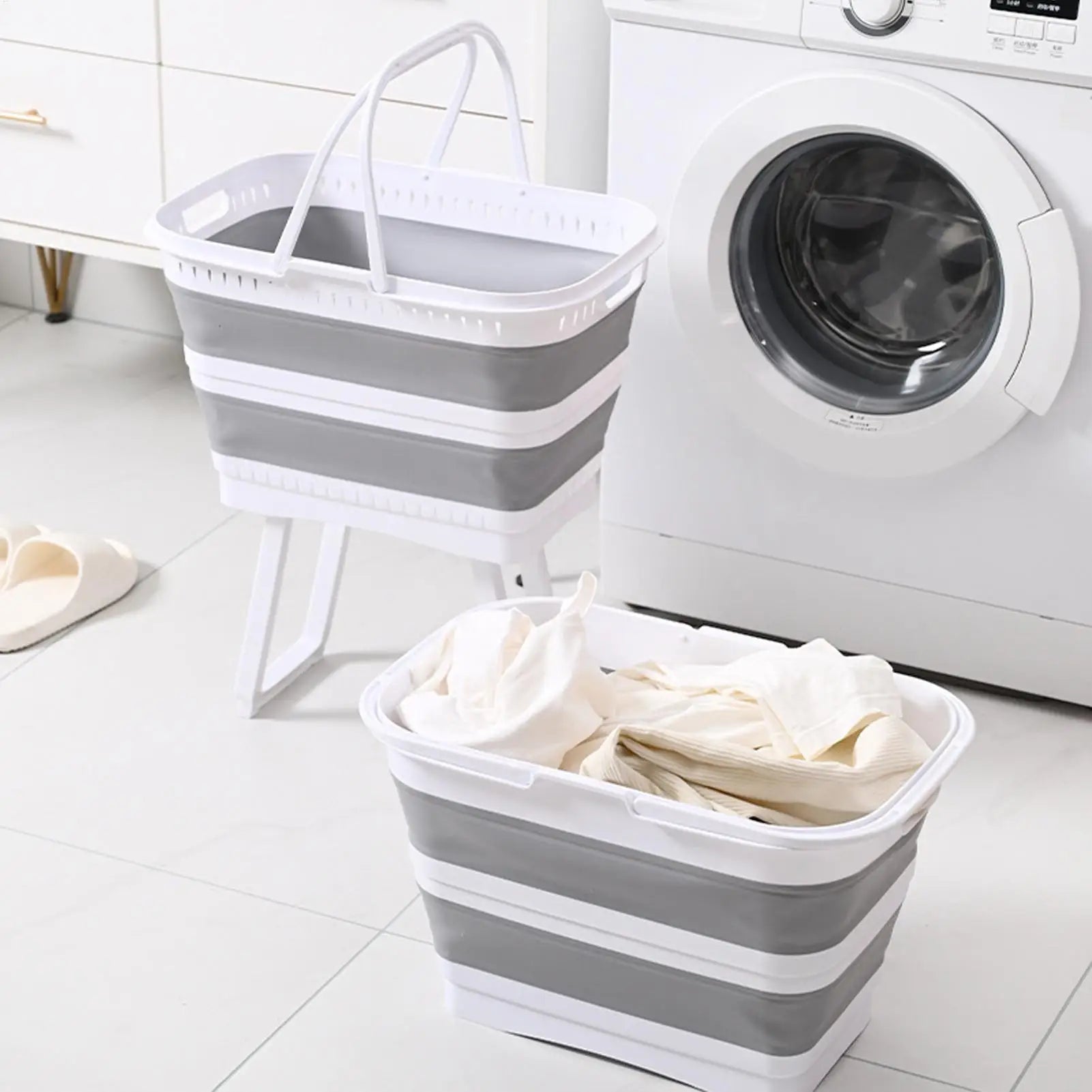 Laundry Basket 26L Large Foldable Elevated Organizer Clothes Basket Hampers for Bedroom for Home Bathroom Bedroom Kitchen Food Oasis Select