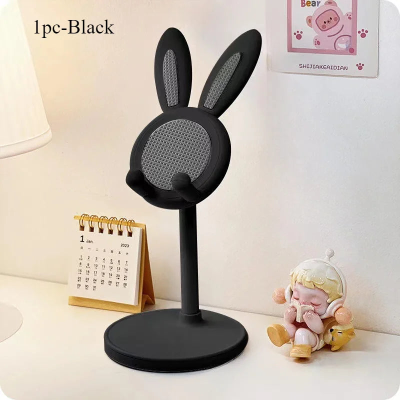The cute Rabbit mobile phone stand desktop can lift and adjust the desktop phone accessories phone stand phone grip Oasis Select 1pc-Black