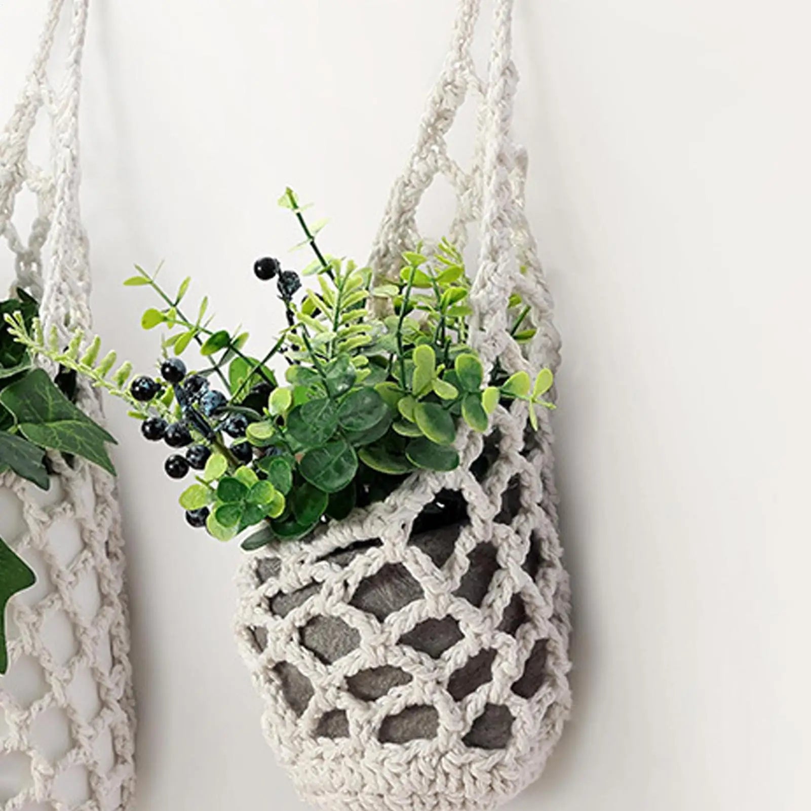 1PC Macrame Plant Hanger Handmade Breathable Storage Net Woven Plant Basket For Living Room Dorm Farmhouse Indoor Outdoor Garden Oasis Select