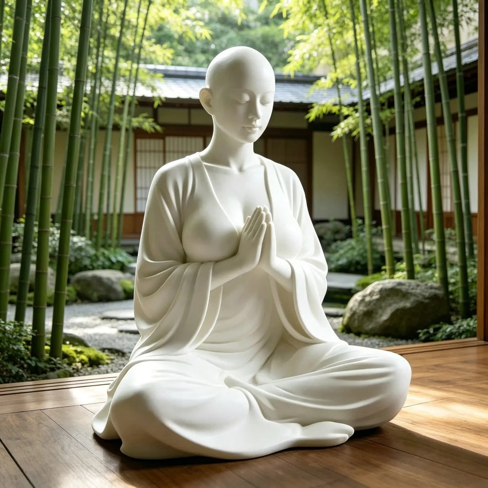 White Zen Meditation Sculpture Minimalist Figurine Spiritual Art Decor Ideal Ornament & Gift for Yoga Room Bedroom Living Room Oasis Select