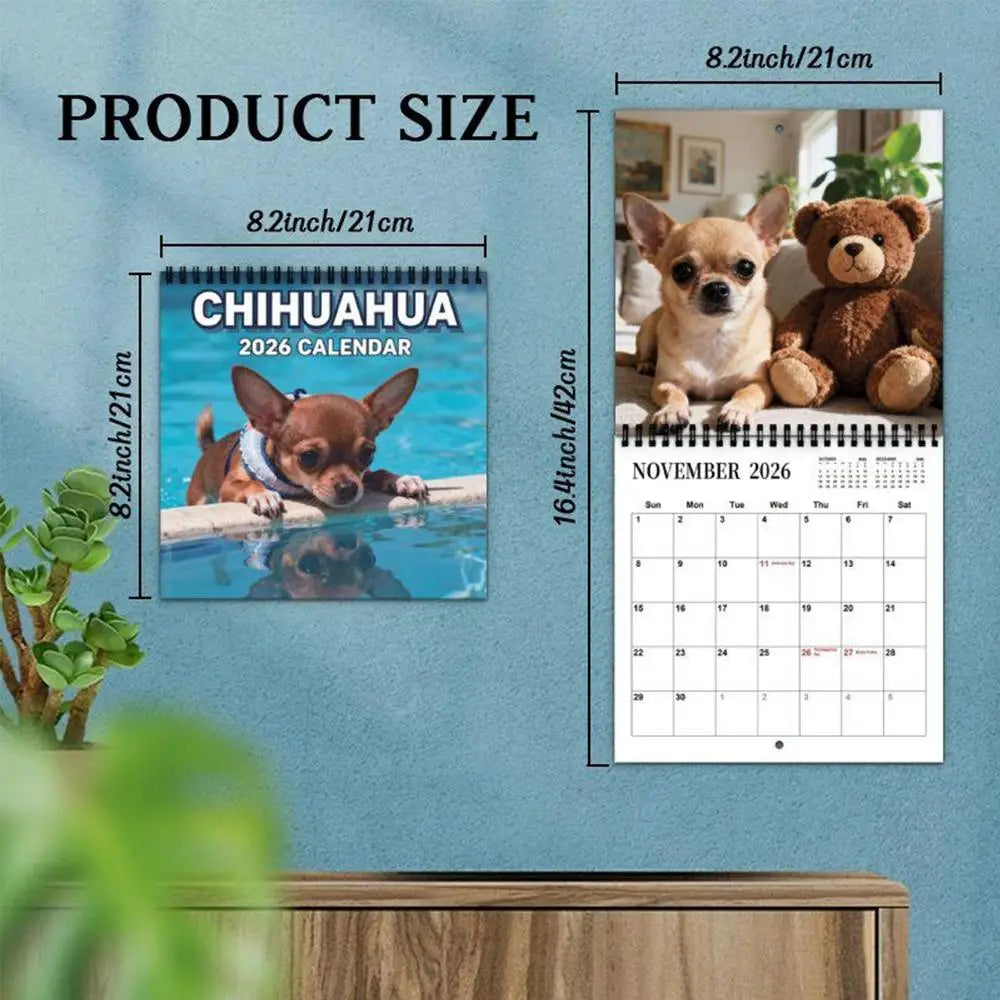 2026 Animal Wall Calendar Dog-Themed January To December Family Planner 2026 Wall Planner for Home Bedroom School Work Apartment Oasis Select Calendar