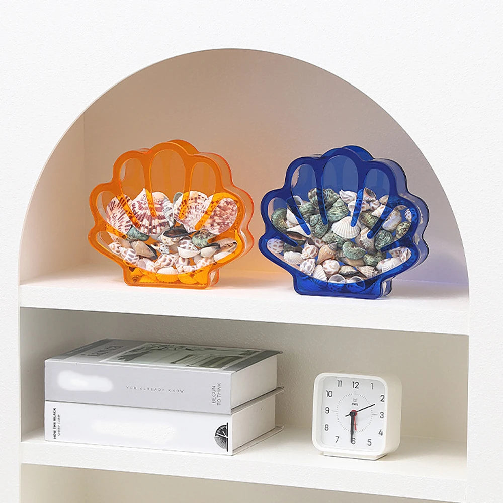 Coin Jar Creative Seashell Storage Box Desktop Organizer Colorful Clear Acrylic Box For Desktop Collection Display Gift Oasis Select