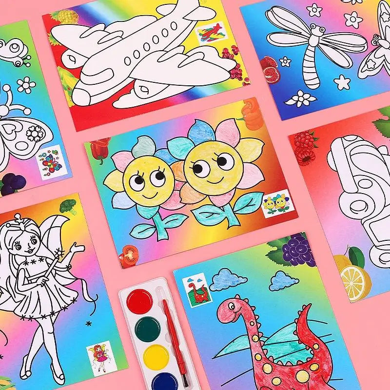 DIY Watercolor Painting Set Washable Non-Toxic Art Supplies for Toddler Home Preschool Craft Party Games Oasis Select 10pcs Black