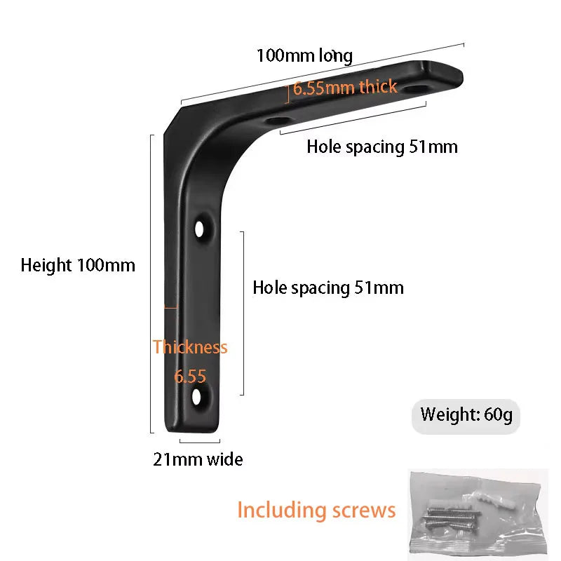 Floating Shelf Brackets Black and White Shelves for Shelves Wall Storage Kitchen Stand Bracket Support Hardware Home Improvement Oasis Select black-A 2pcs