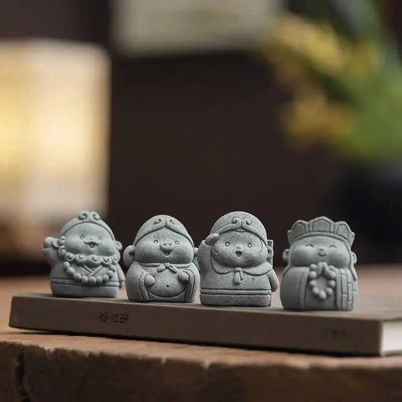4pcs Desktop Figures Tea Pet Cultural And Creative Small Ornaments Scenery Oasis Select