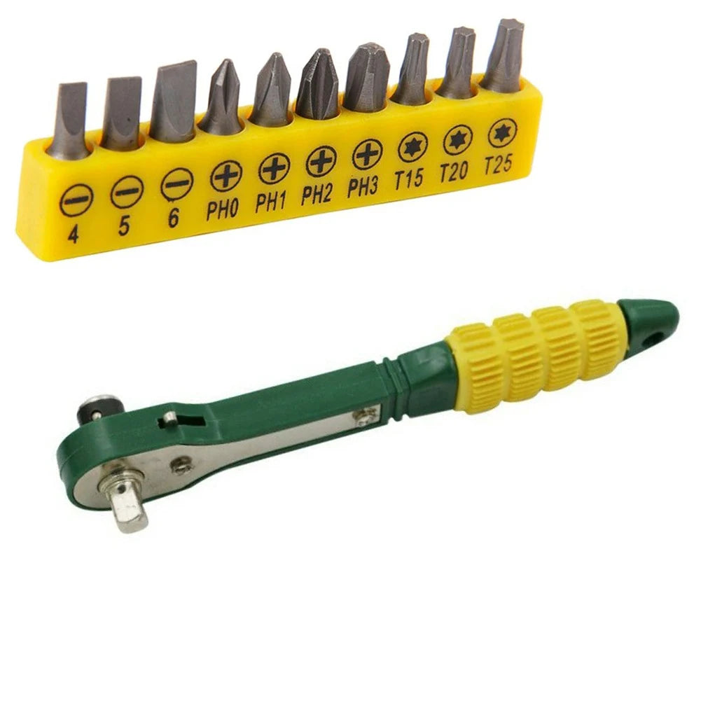 Mini 1/4" Quick Ratchet Wrench Set – Sockets 5–13mm & Bits Ratchet Wrench Set Oasis Select 11PCS
