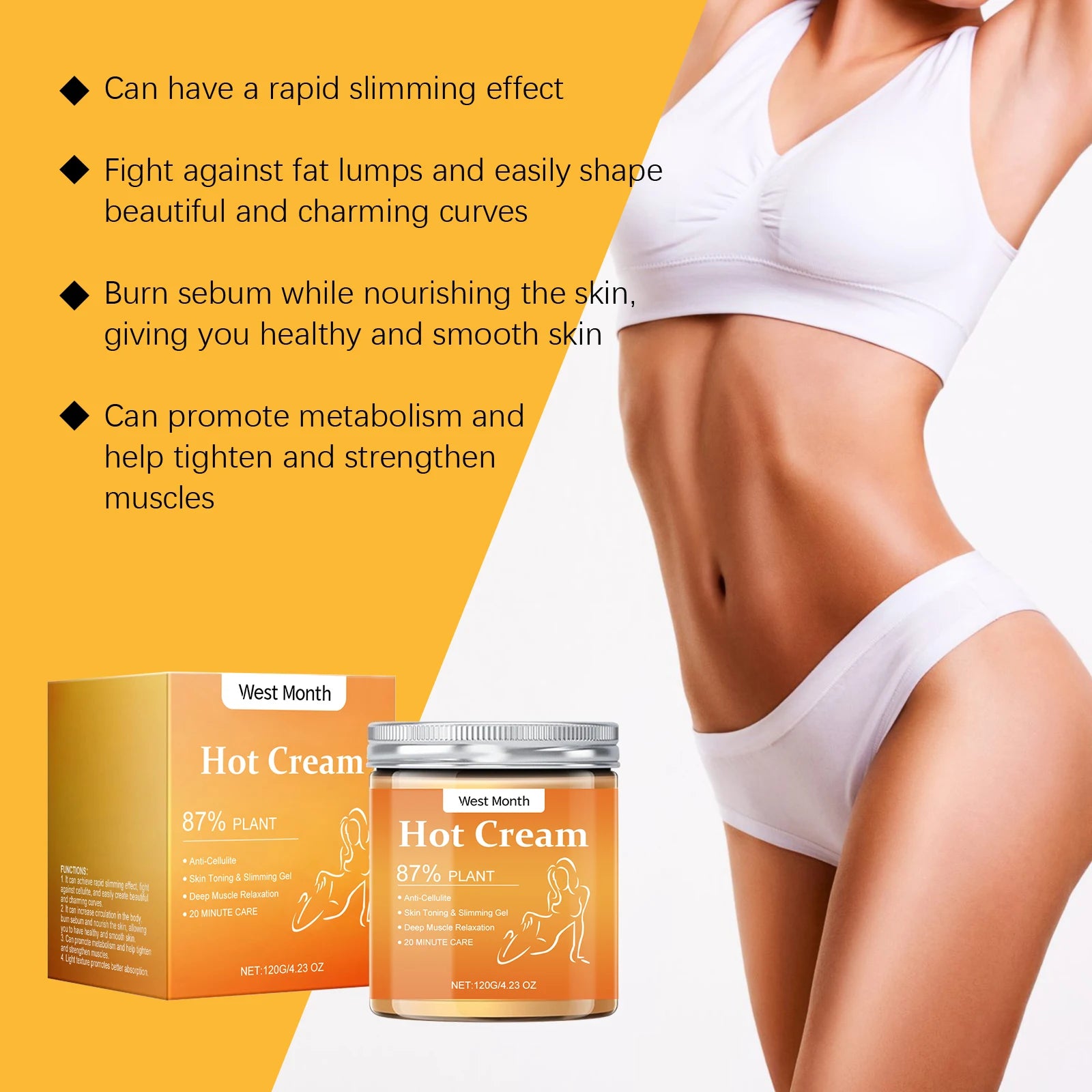 Anti-Cellulite Fat Burner Hot Cream Body Firming Slimming 120g Body Slimming Cream Oasis Select