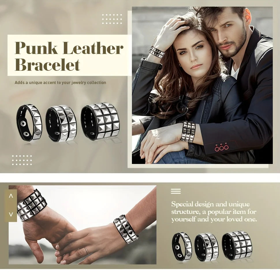 Gothic Nail Bracelet Punk Hip-Hop Rivets Casual Couple Bracelet Party New Year's Christmas Valentine's Day Birthday Gift Oasis Select
