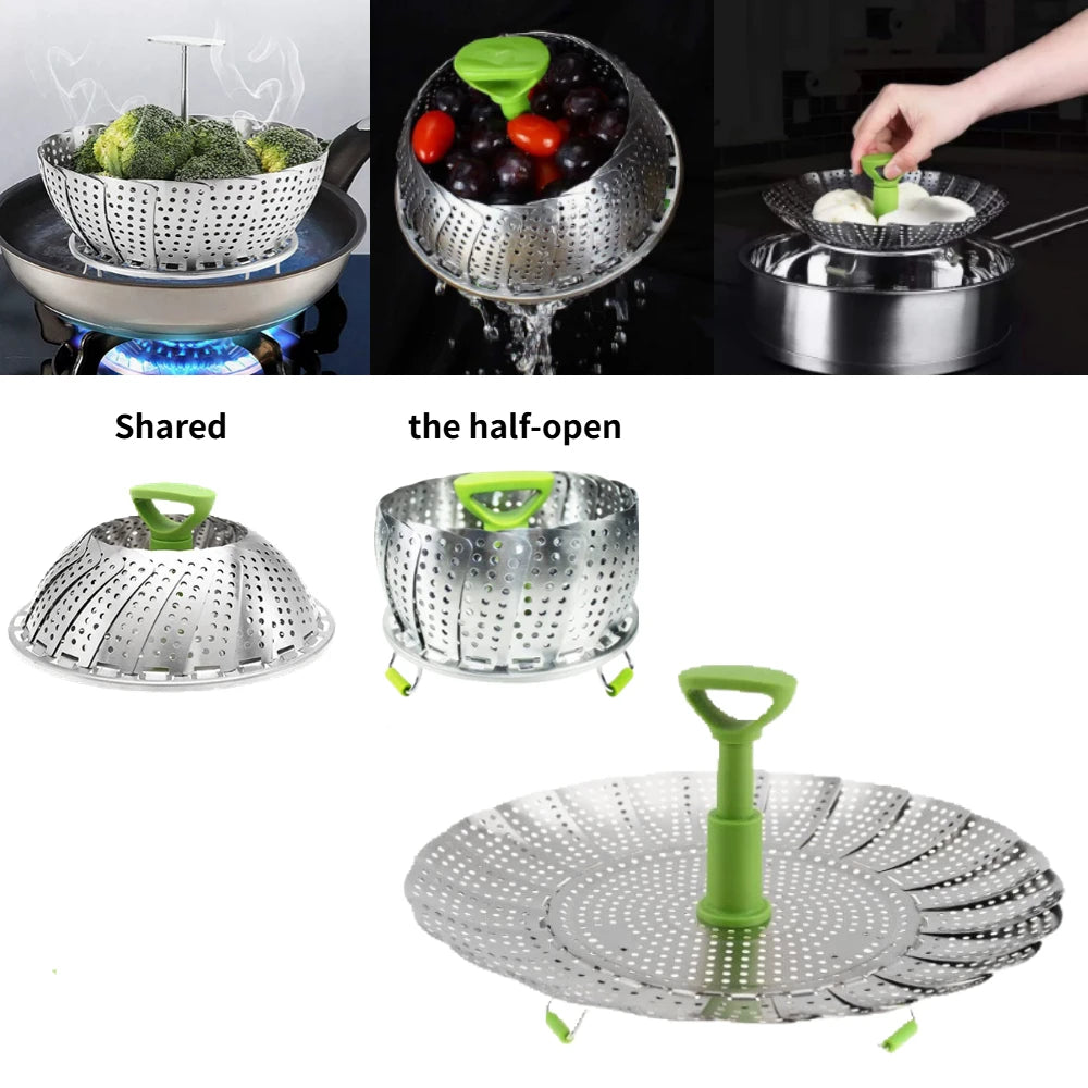 Stainless Steel Folding Steamer Basket Set – 9 & 11 Inch Steamer Basket Set Oasis Select